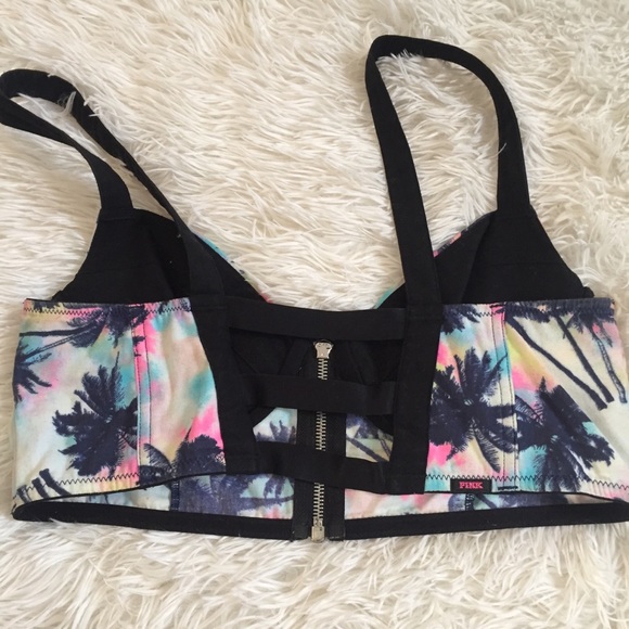 🌴 PINK Palm Tree Colorful Bustier Bralette - Picture 2 of 3